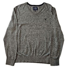 American Eagle Classic Mens Gray Heather Pullover V Neck Sweater Size Large